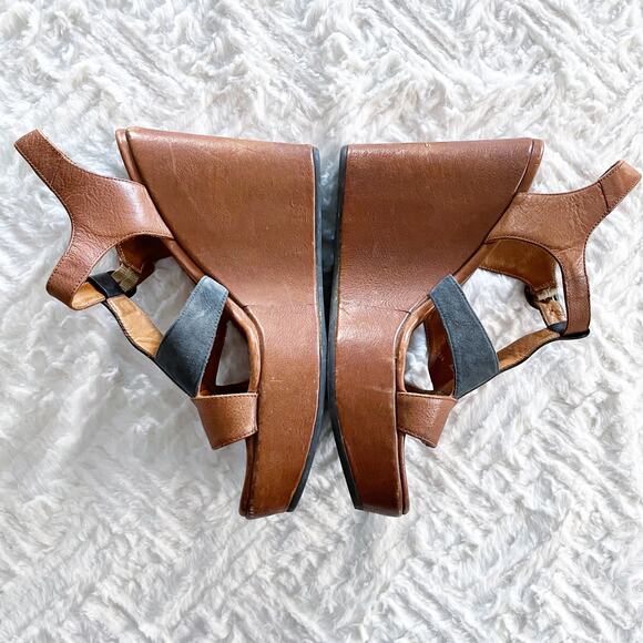 Chie Mihara Brown Leather Platform Wedge Sandals - Picture 5 of 10